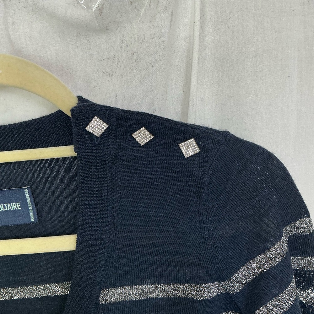 NEW Zadig & Voltaire Encre Missia Metallic Stripe Wool Blend Sweater Size M - Picture 16 of 16